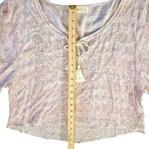 Y2K Abercrombie & Fitch Embroidered Boho Crop Rope Tassels Coastal Cowgirl Sz L - Picture 11 of 13